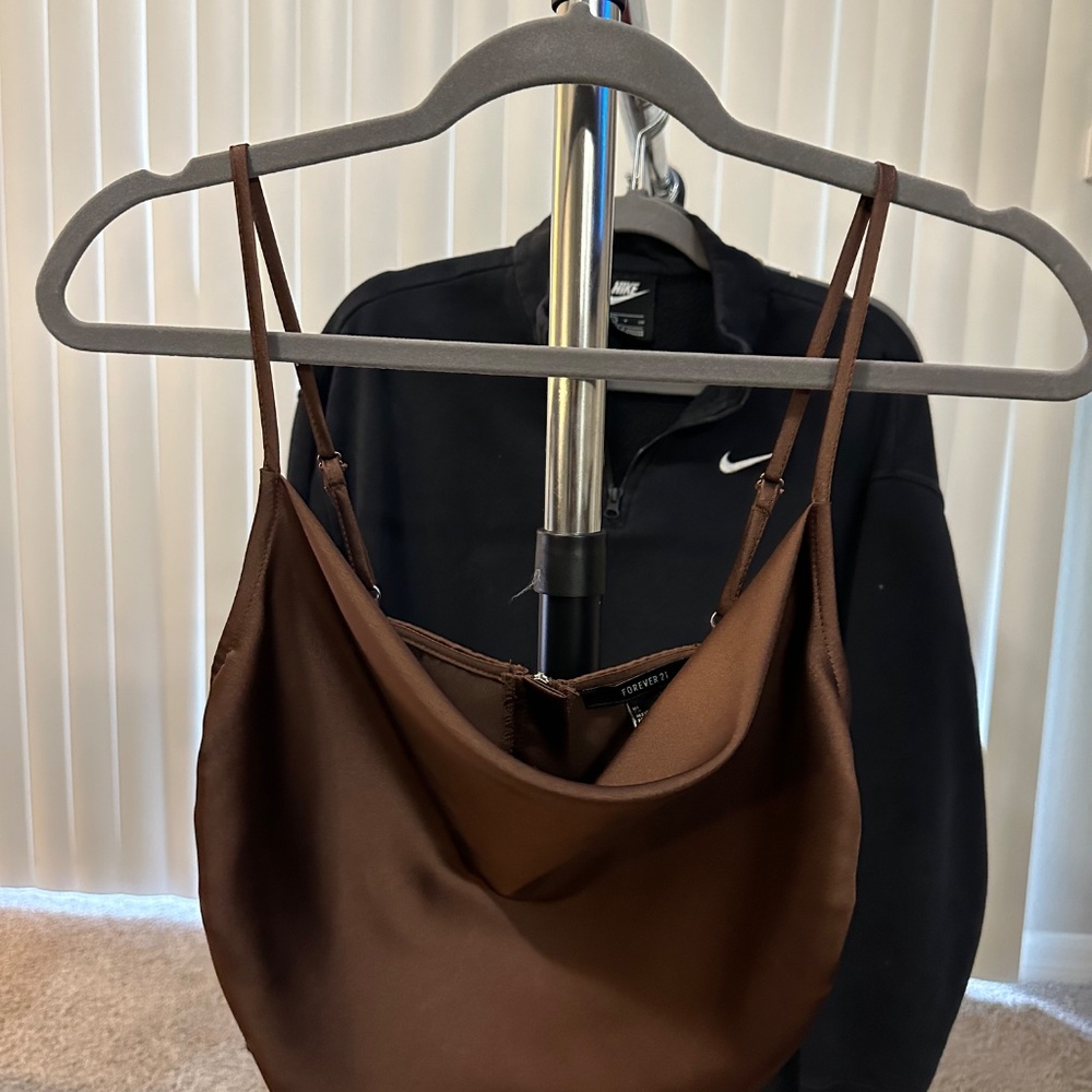 Brown Satin F21 Shirt